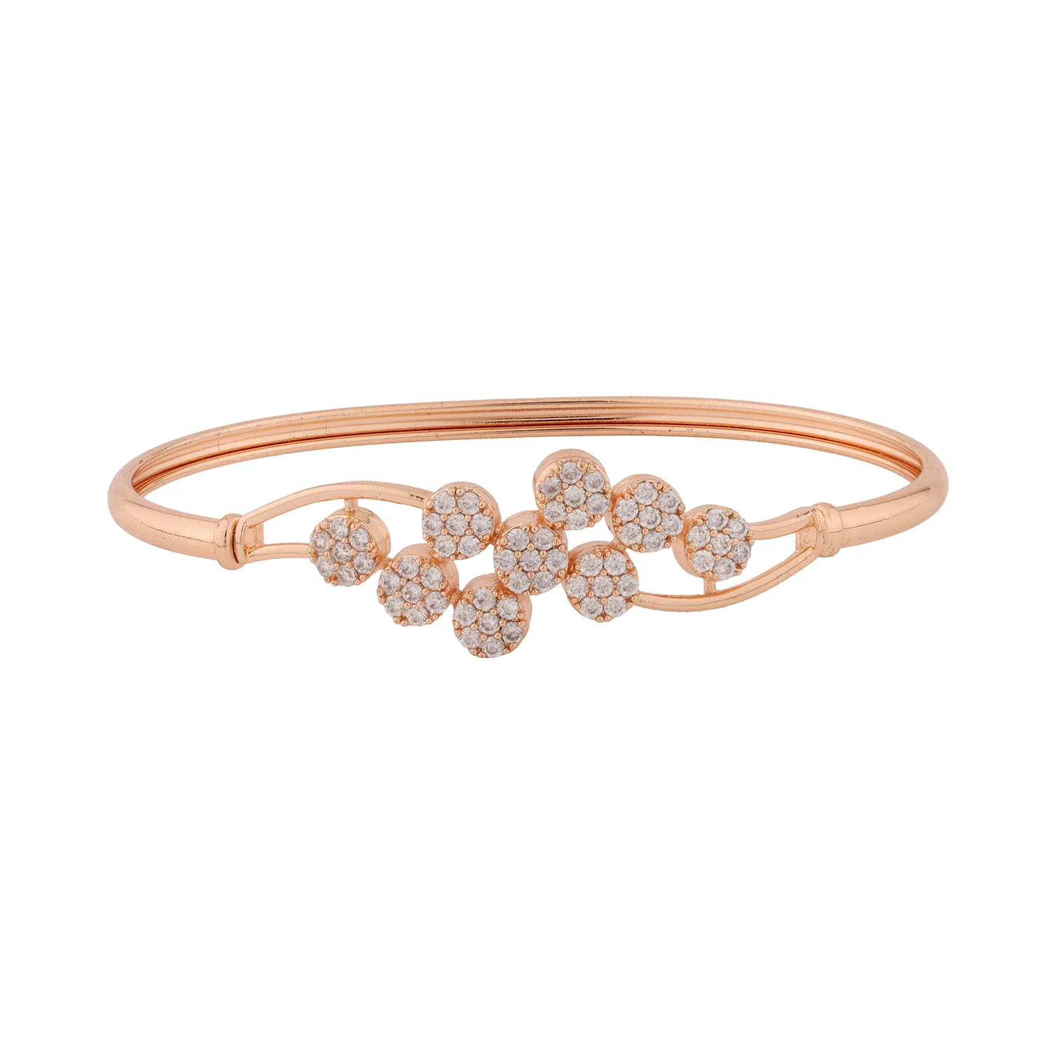 Sparkling Elegance Rose Gold Floral American Diamond Bracelet - Image 5