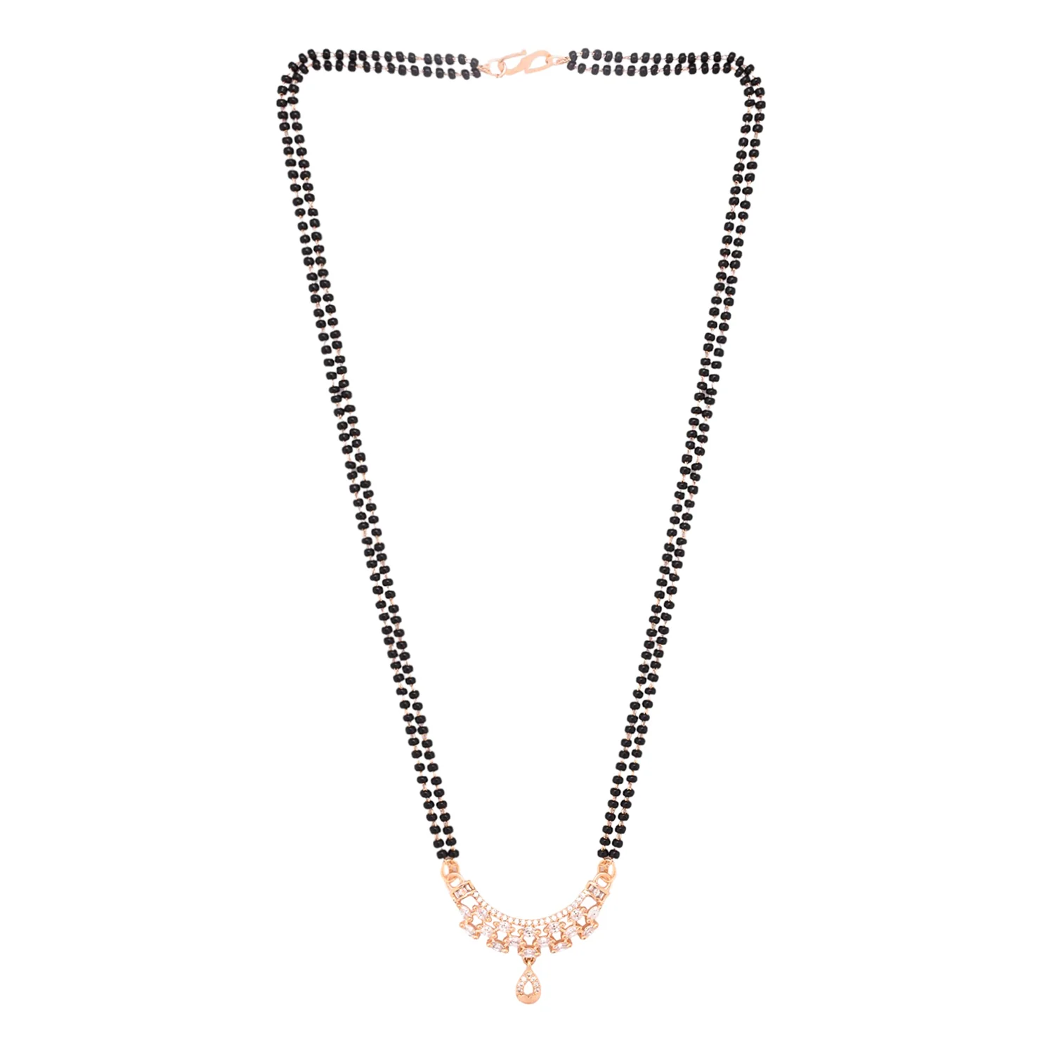 Sparkling Elegance Rose Gold Plated Cz Mangalsutra - Image 4