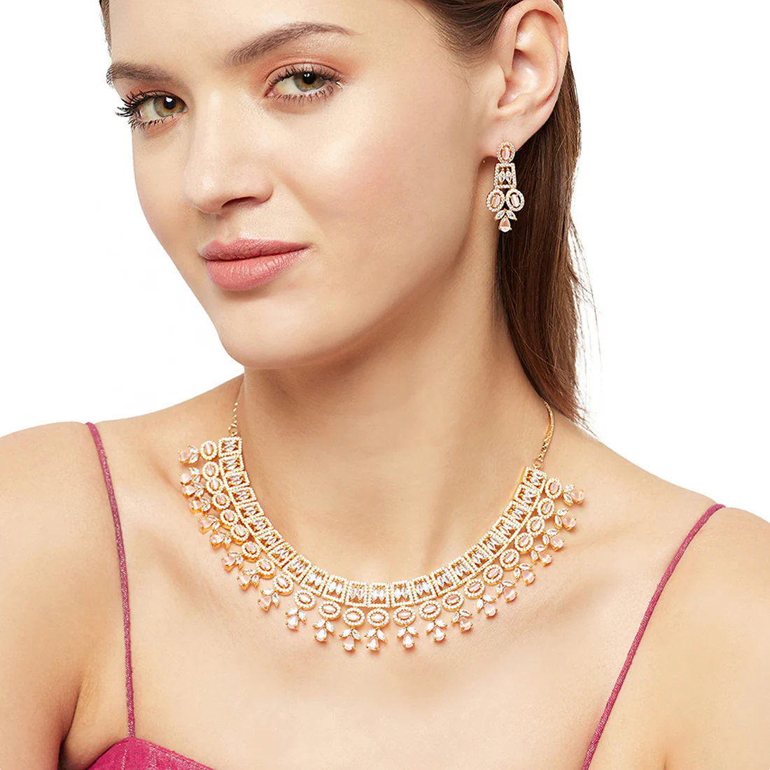 Sparkling Elegance Gold Plated Glorious Necklace Set - Image 2