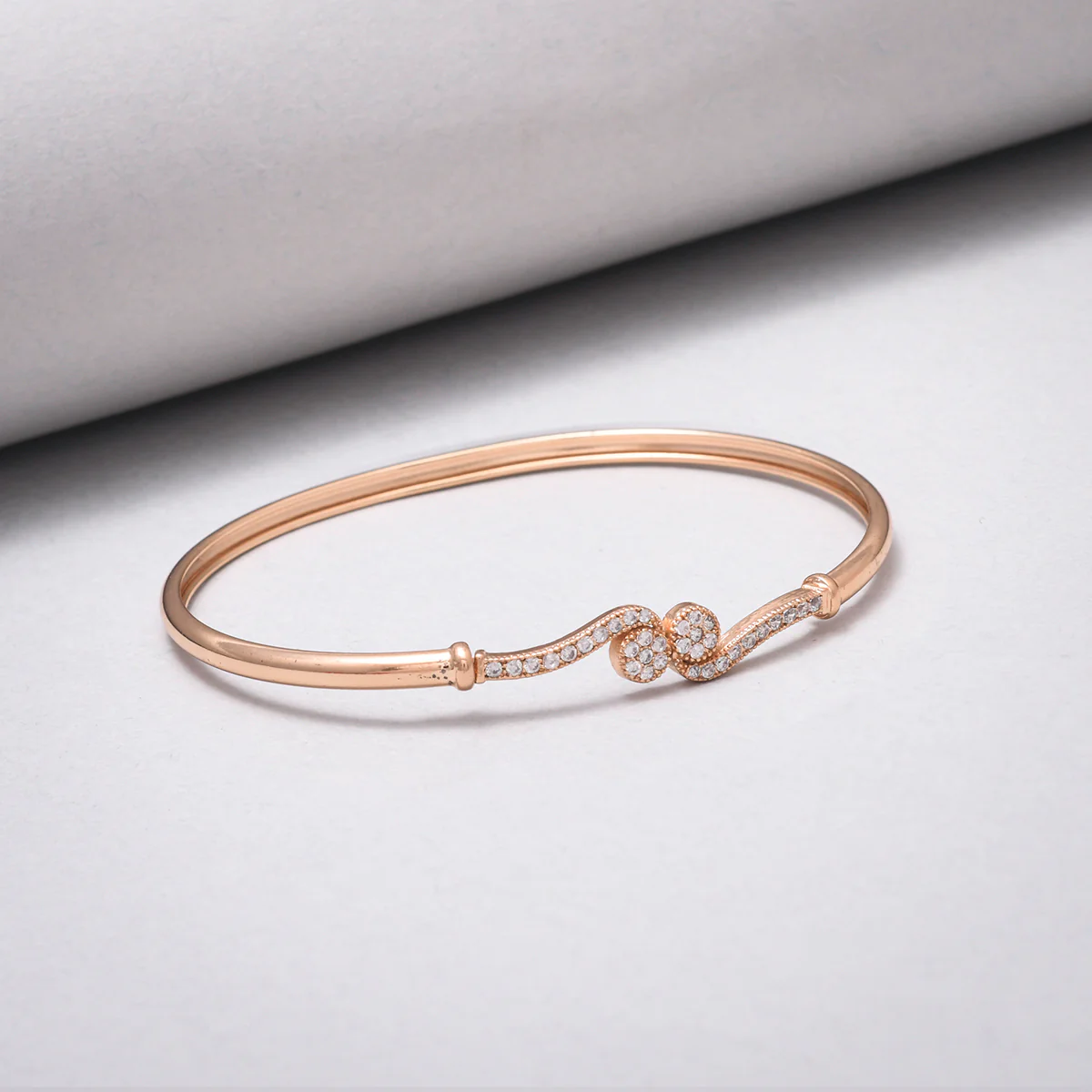 Sparkling Elegance Rose Gold Plated Round Cut CZ Adorned Brass Bracelet