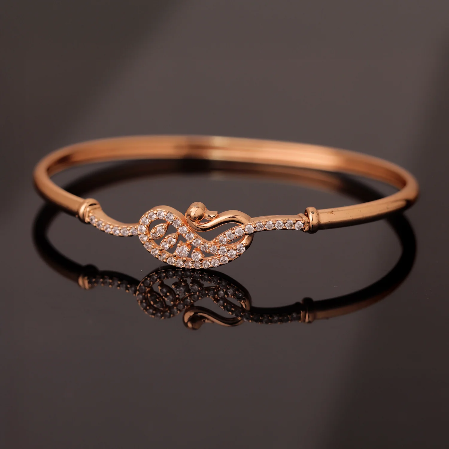 Sparkling Elegance Rose Gold Swan Cz Bracelet