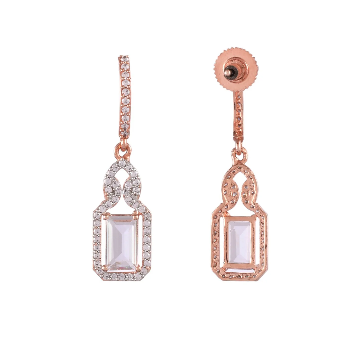 Sparkling Elegance Roseate Opulence Dangler Earrings - Image 5
