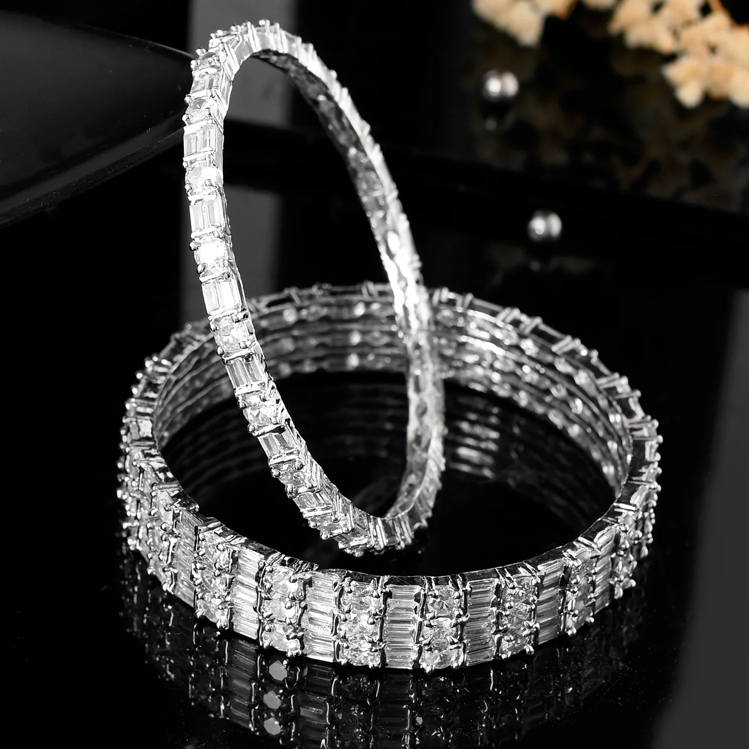 Sparkling Elegance Round And Rectangle Cut Cz Bracelets