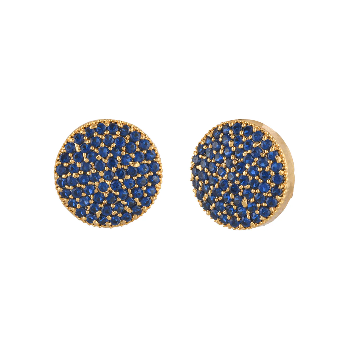 Sparkling Elegance Round Cut Blue Zircons Gold Plated Earrings - Image 4
