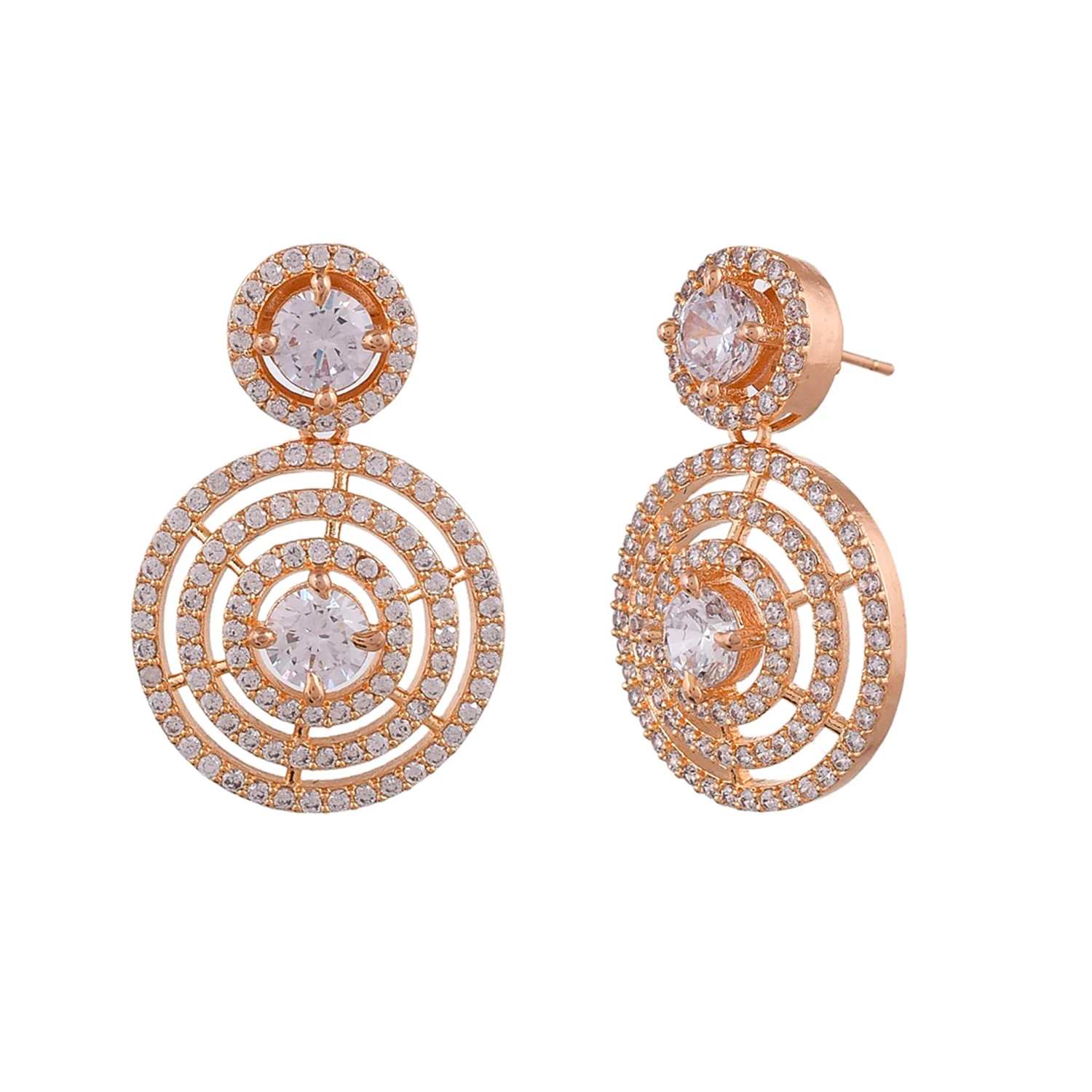Sparkling Elegance Round Cut Cz Layered Earrings - Image 3