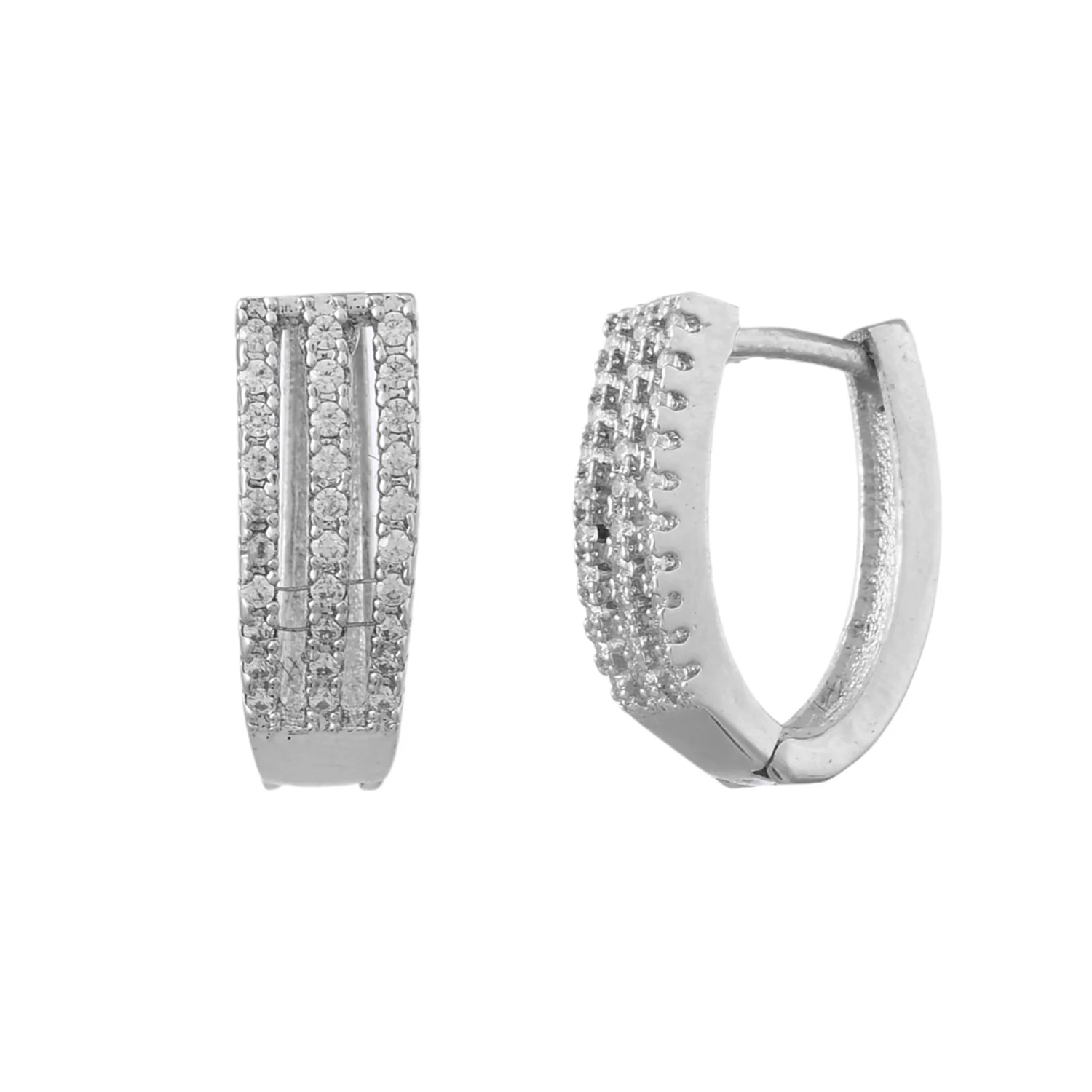 Sparkling Elegance Round Cut White Cz Huggie Earrings - Image 3