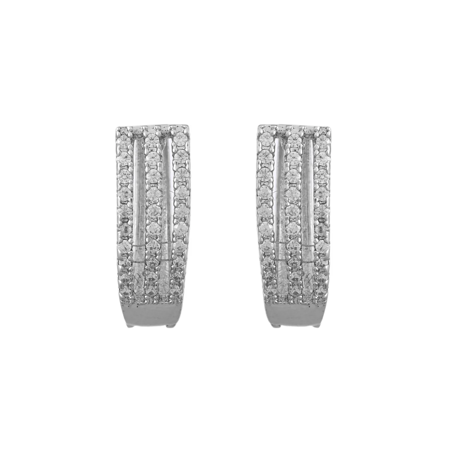 Sparkling Elegance Round Cut White Cz Huggie Earrings - Image 4