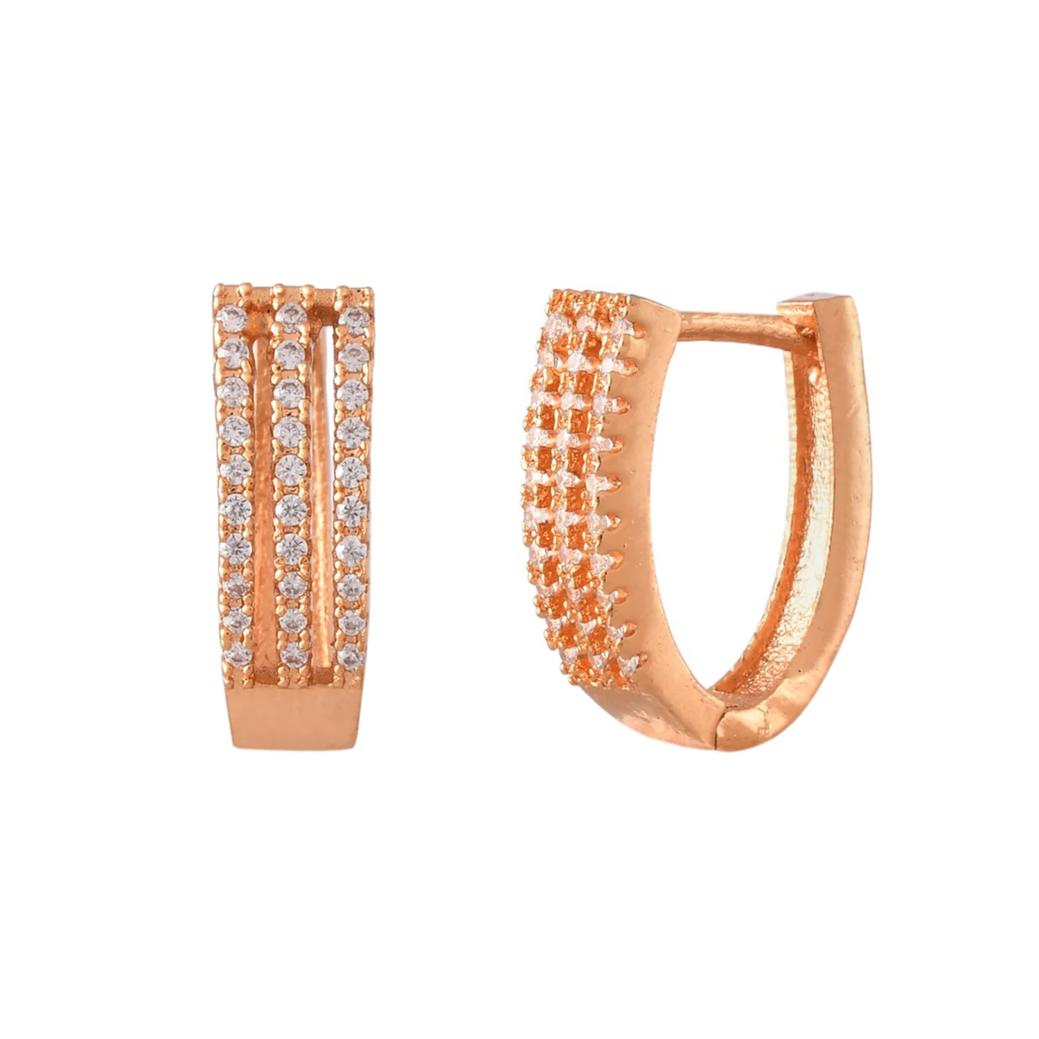 Sparkling Elegance Round Cut White Cz Huggie Earrings - Image 3