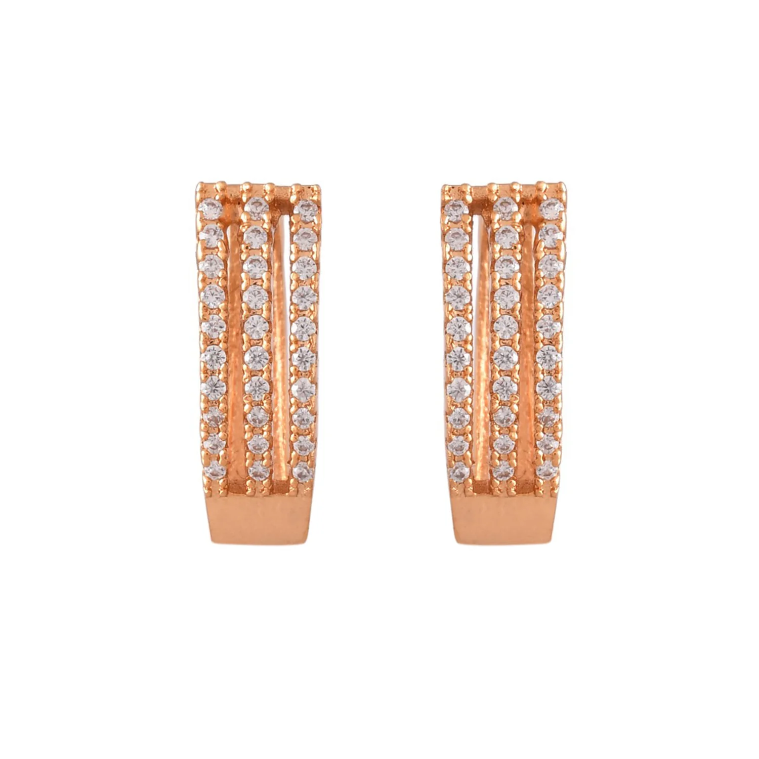 Sparkling Elegance Round Cut White Cz Huggie Earrings - Image 4