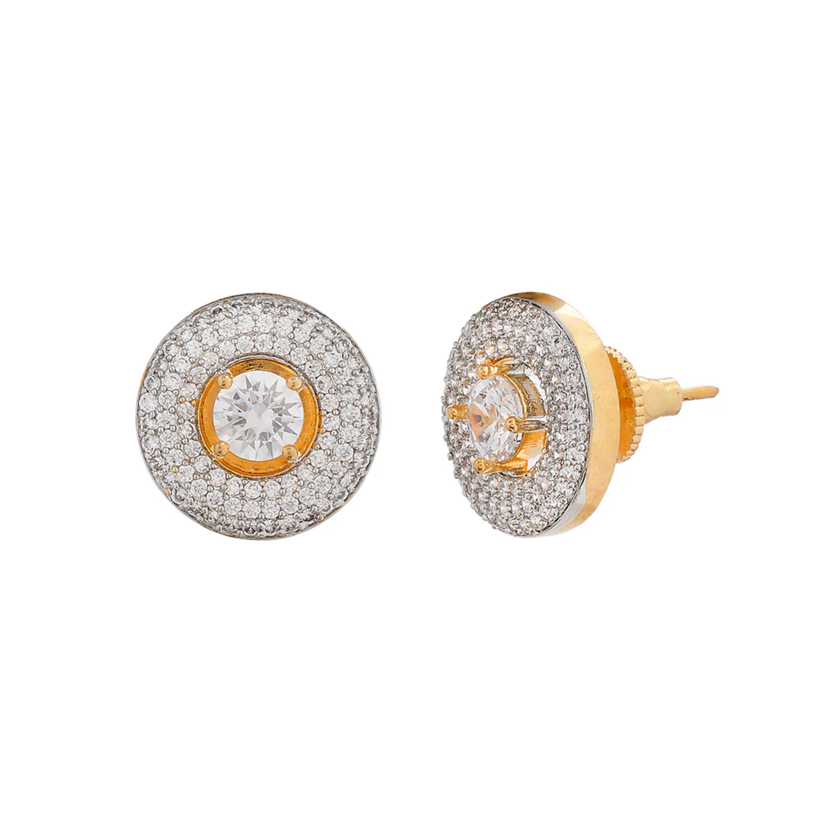Sparkling Elegance Round Cz Stud Earrings - Image 4