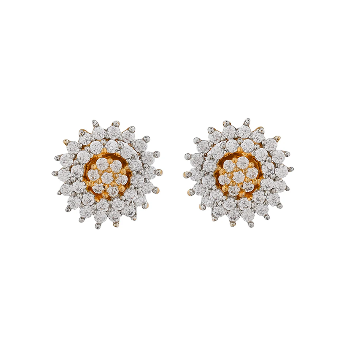 Sparkling Elegance Round Layered Cz Studded Earrings - Image 3