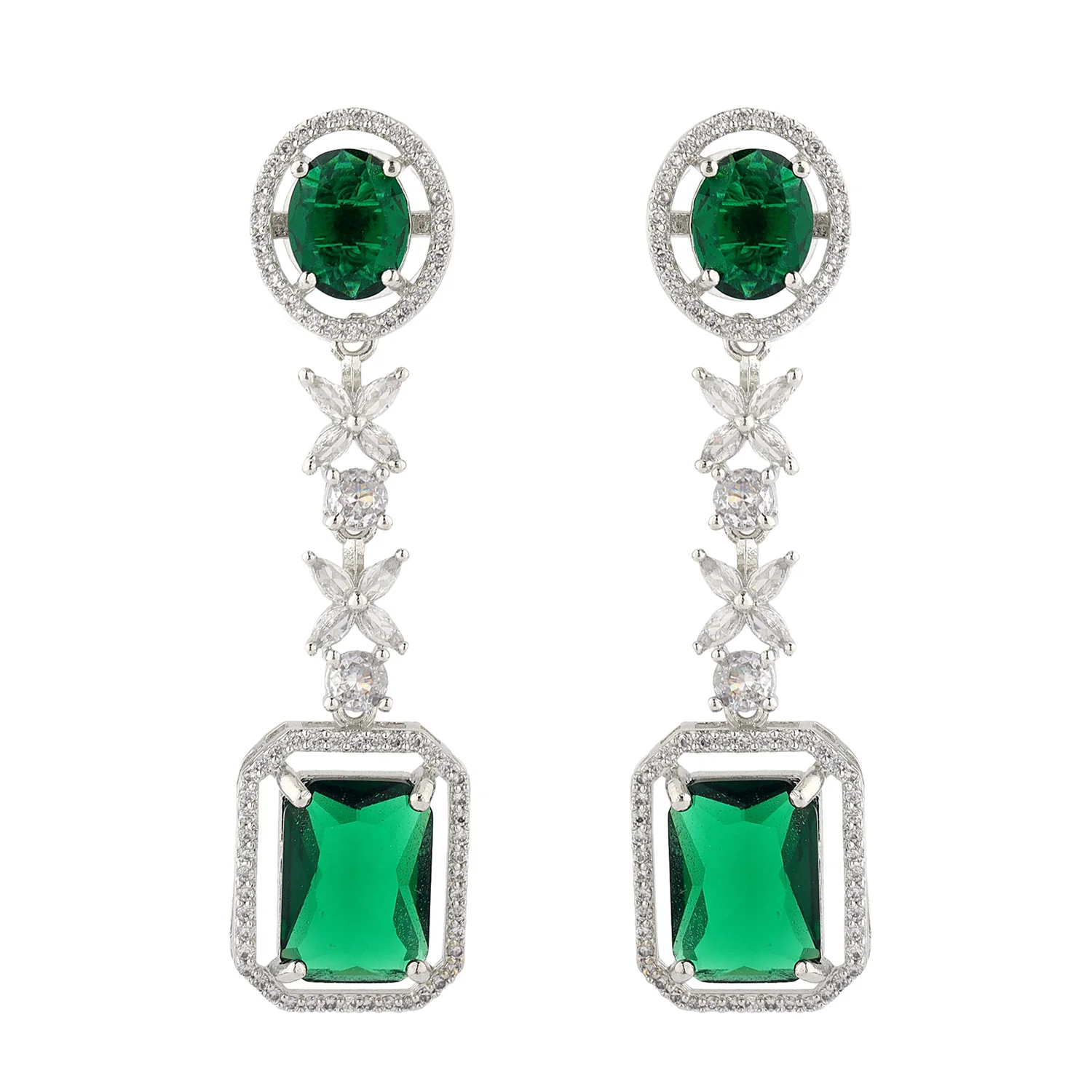 Sparkling Elegance Royal Emerald Aura Cz Necklace Set - Image 5