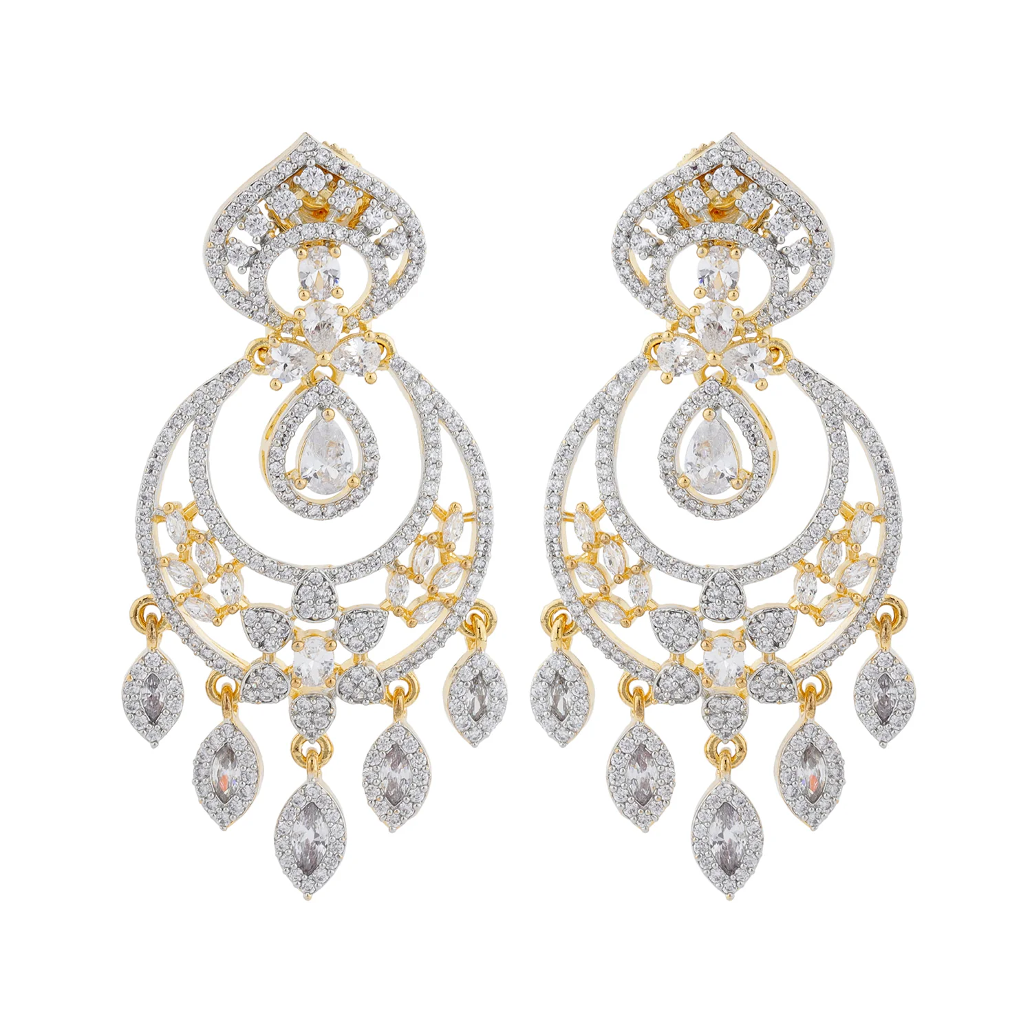 Sparkling Elegance Royal Shagun American Diamond Chandbali Earrings - Image 5