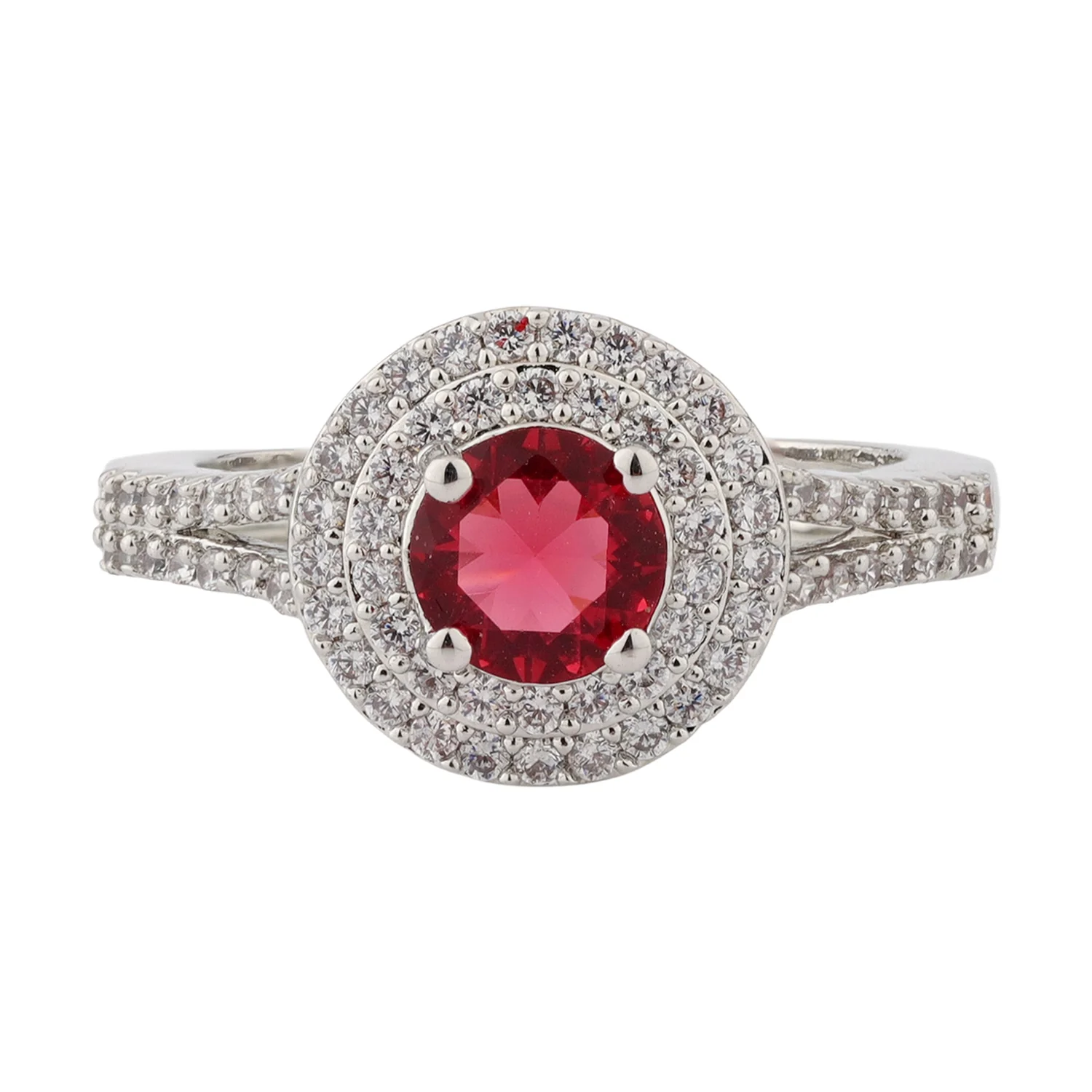 Sparkling Elegance Ruby Halo Statement Ring - Image 4