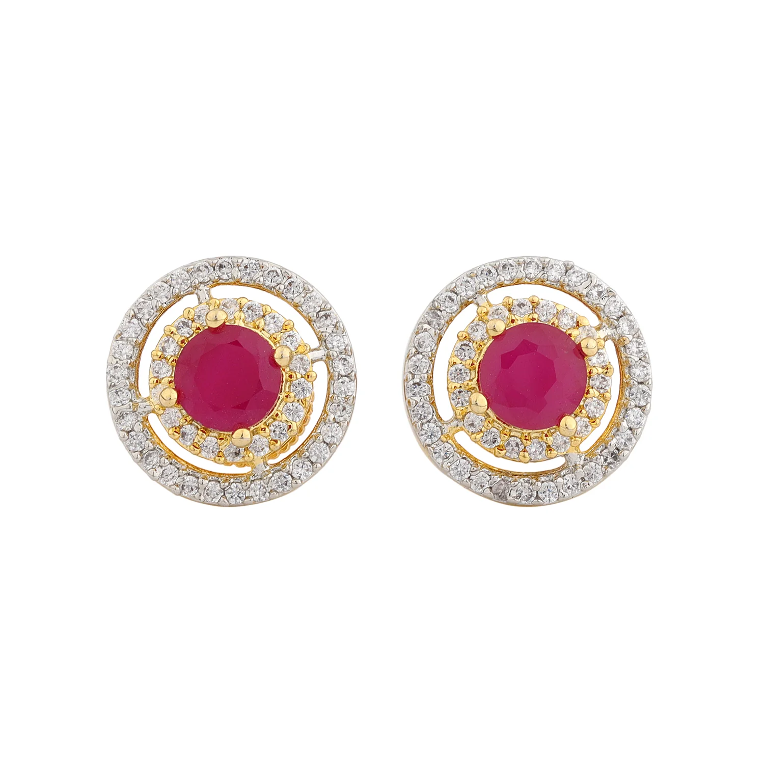 Sparkling Elegance Ruby-Studded American Diamond Earrings - Image 4