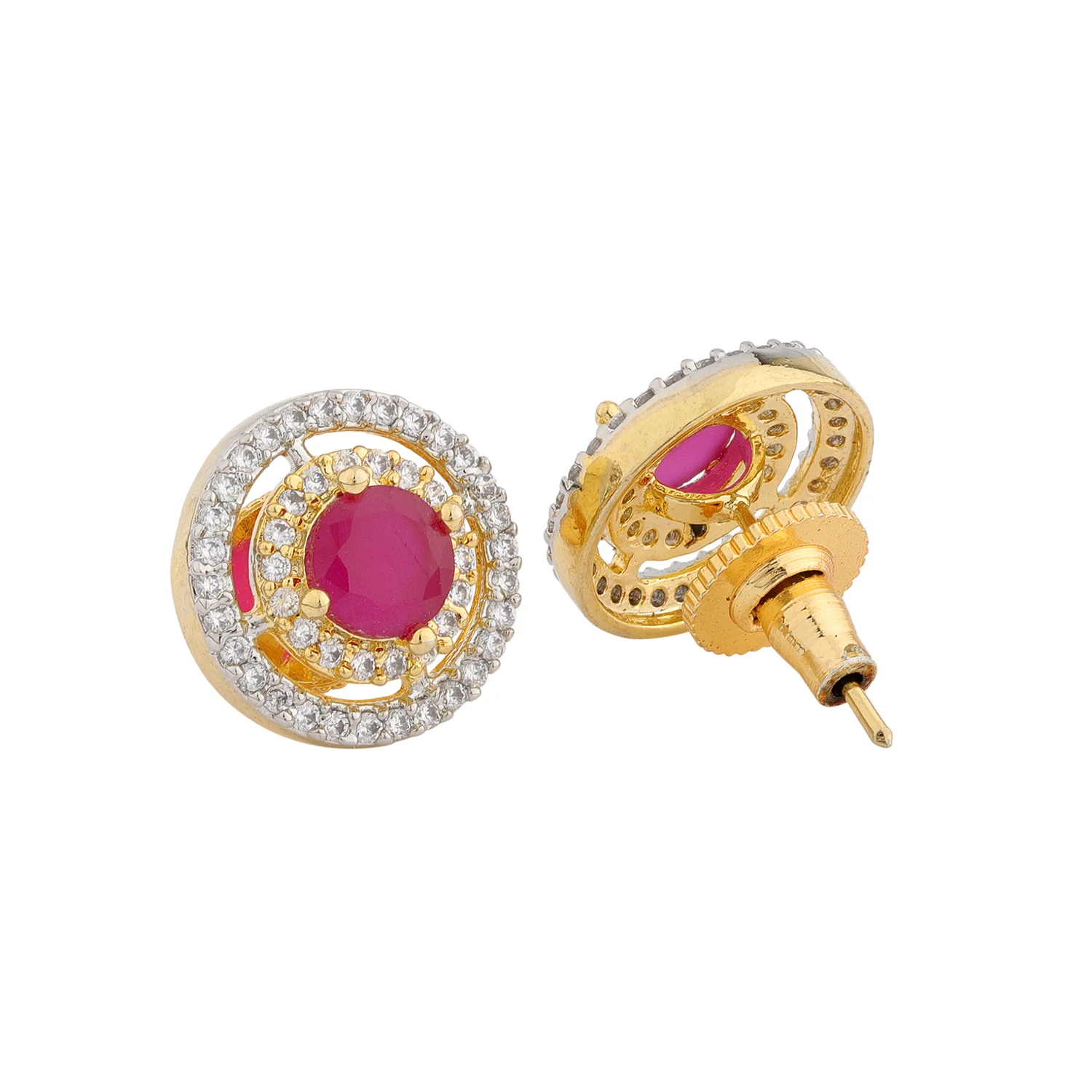Sparkling Elegance Ruby-Studded American Diamond Earrings - Image 5