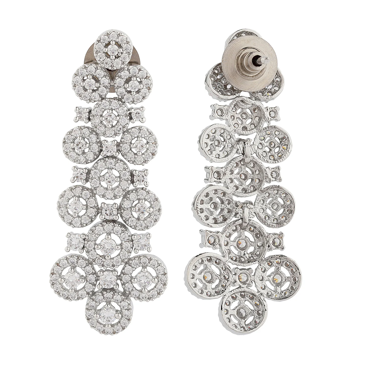 Sparkling Elegance Serenade American Diamond Dangler Earrings - Image 3