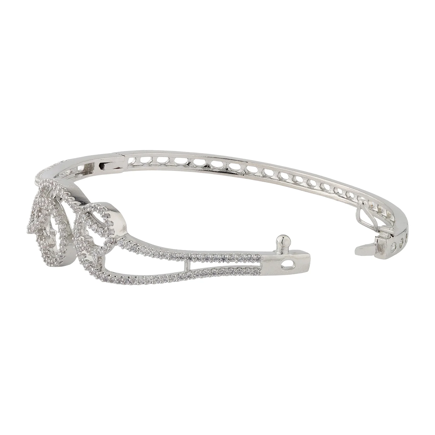 Sparkling Elegance Serene Swirl American Diamond Bracelet - Image 3