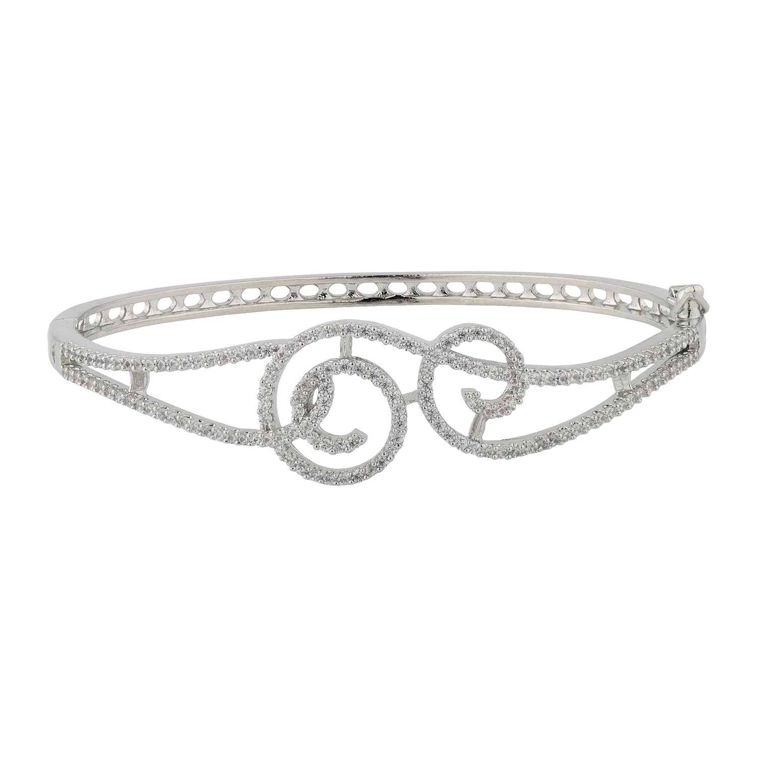 Sparkling Elegance Serene Swirl American Diamond Bracelet - Image 4