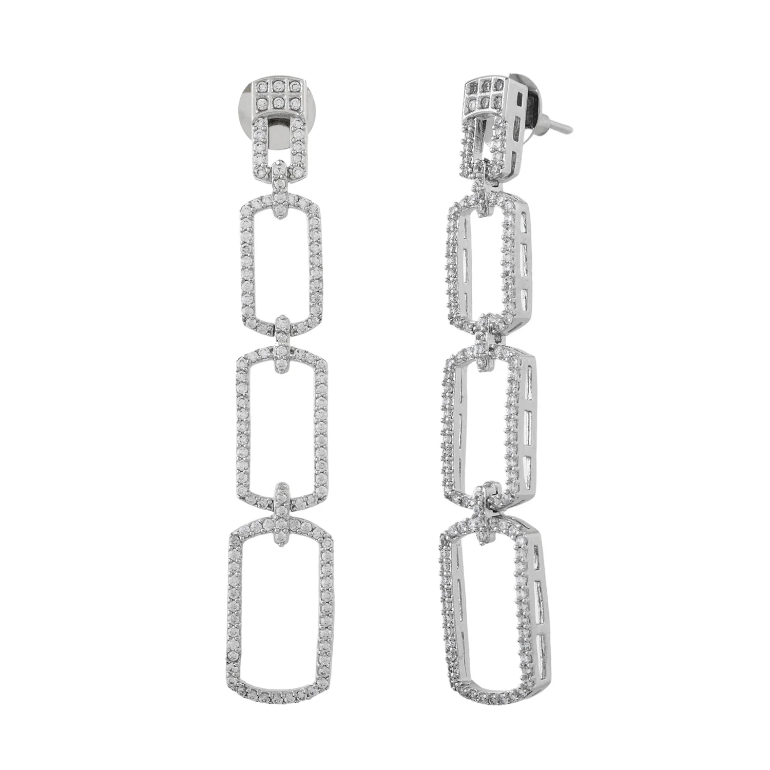 Sparkling Elegance Shimmering Chic American Diamond Dangler Earrings - Image 3