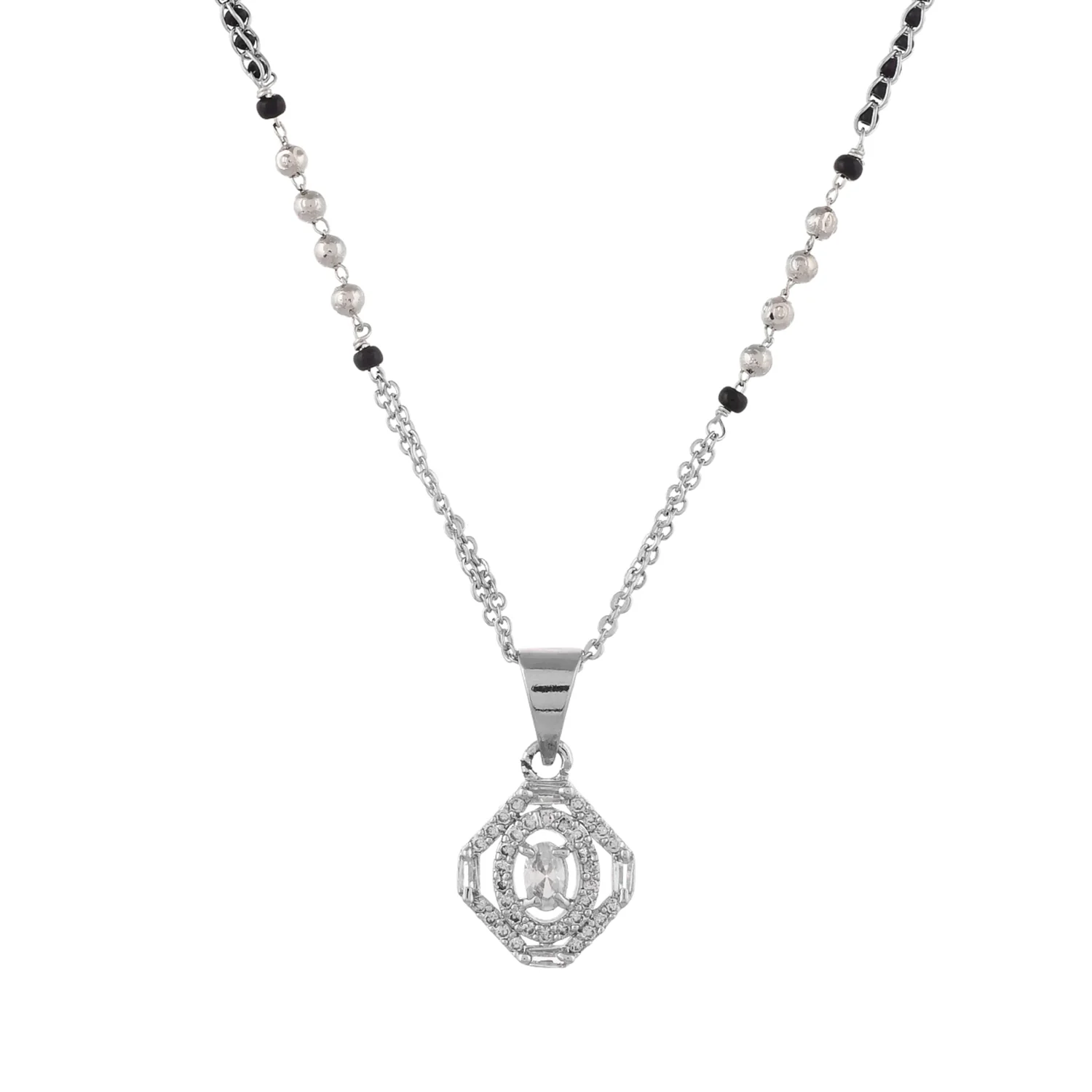 Sparkling Elegance Silver Plated Cz Mangalsutra - Image 3