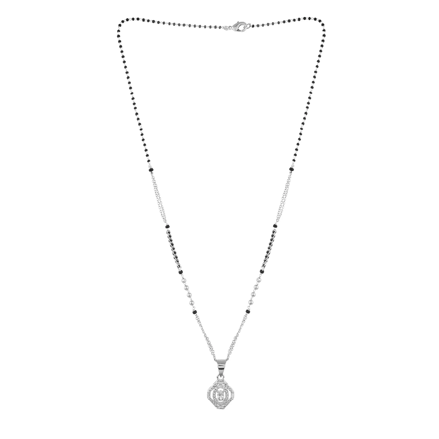 Sparkling Elegance Silver Plated Cz Mangalsutra - Image 4