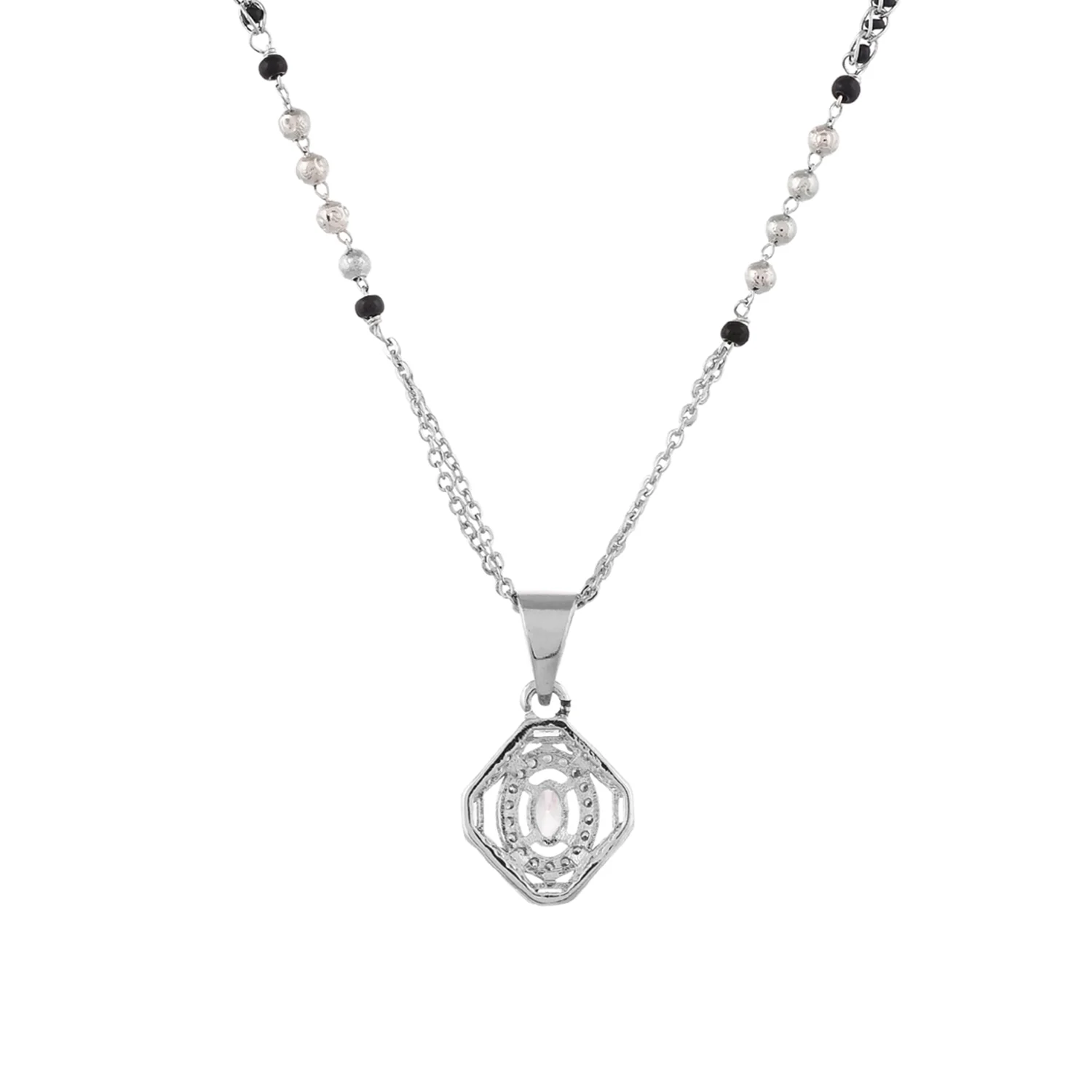 Sparkling Elegance Silver Plated Cz Mangalsutra - Image 5