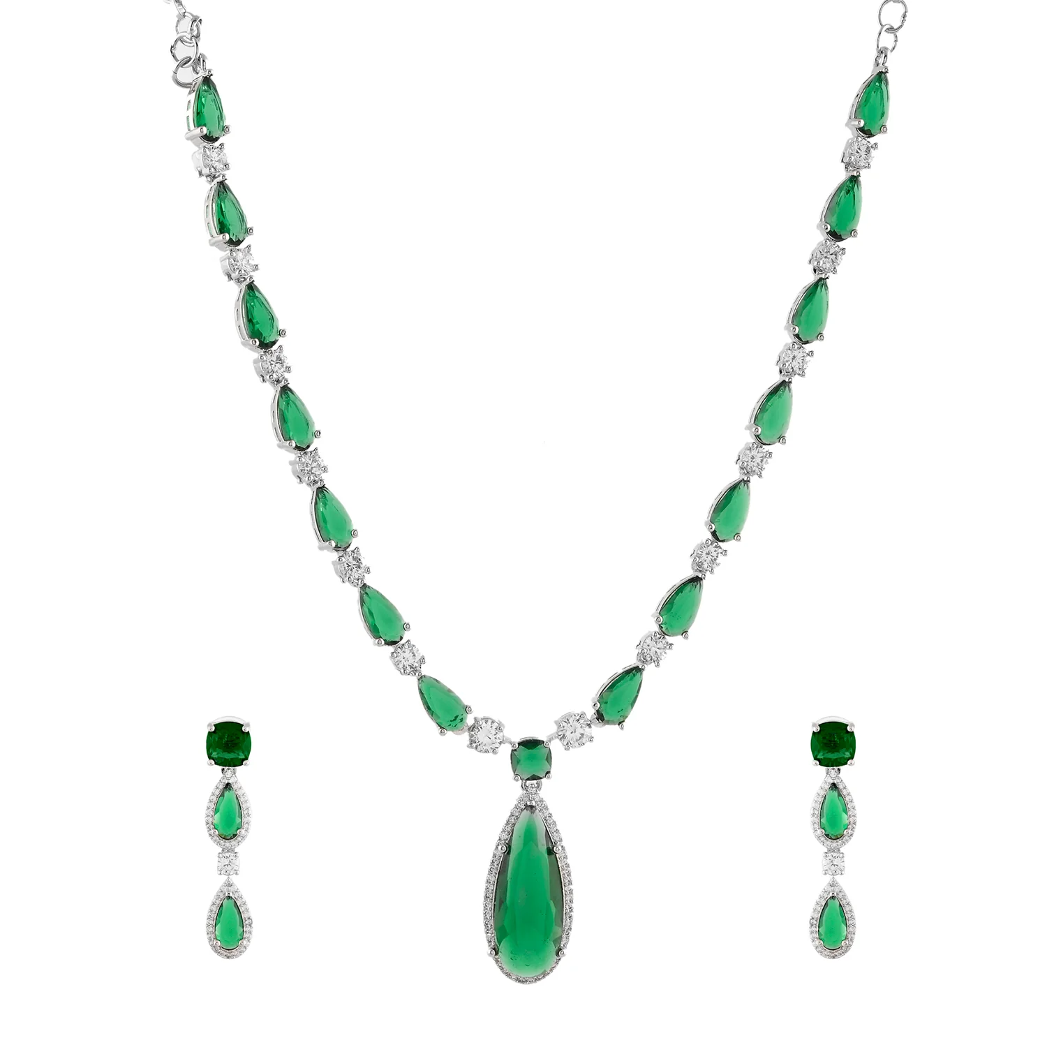 Sparkling Elegance Sparkling Affair American Diamond Necklace Set - Image 3
