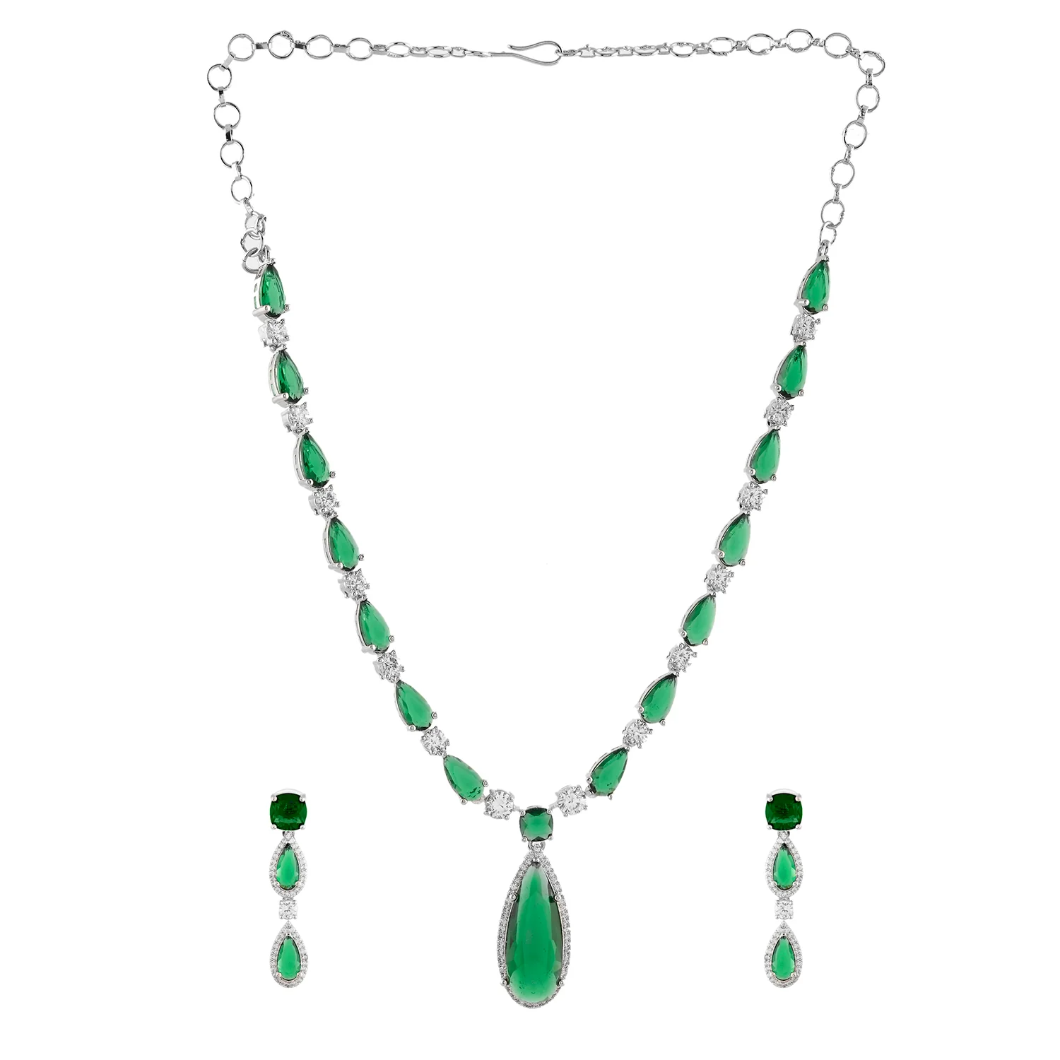 Sparkling Elegance Sparkling Affair American Diamond Necklace Set - Image 4