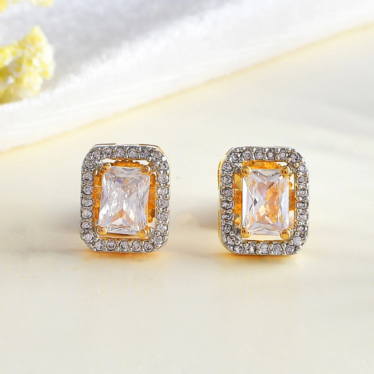 Sparkling Elegance Square Tear Drop Earrings
