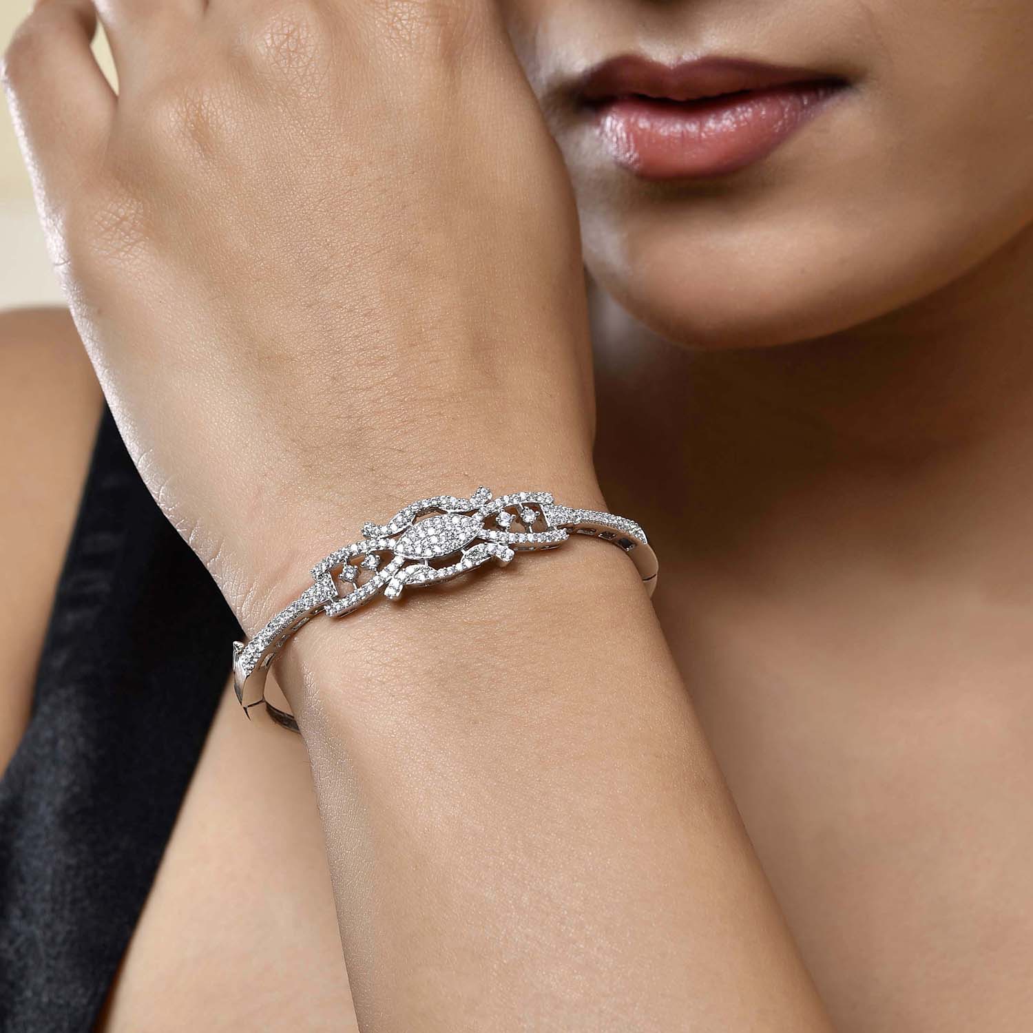 Sparkling Elegance Starry Lattice American Diamond Bracelet - Image 2
