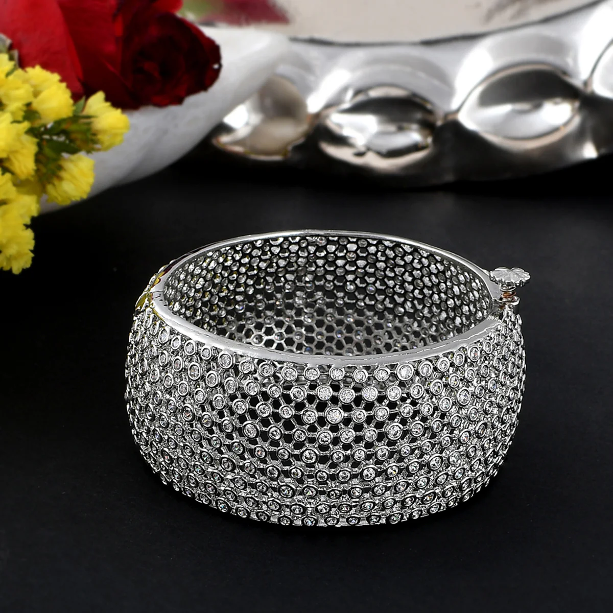 Sparkling Elegance Statement Cz Studded Bangles