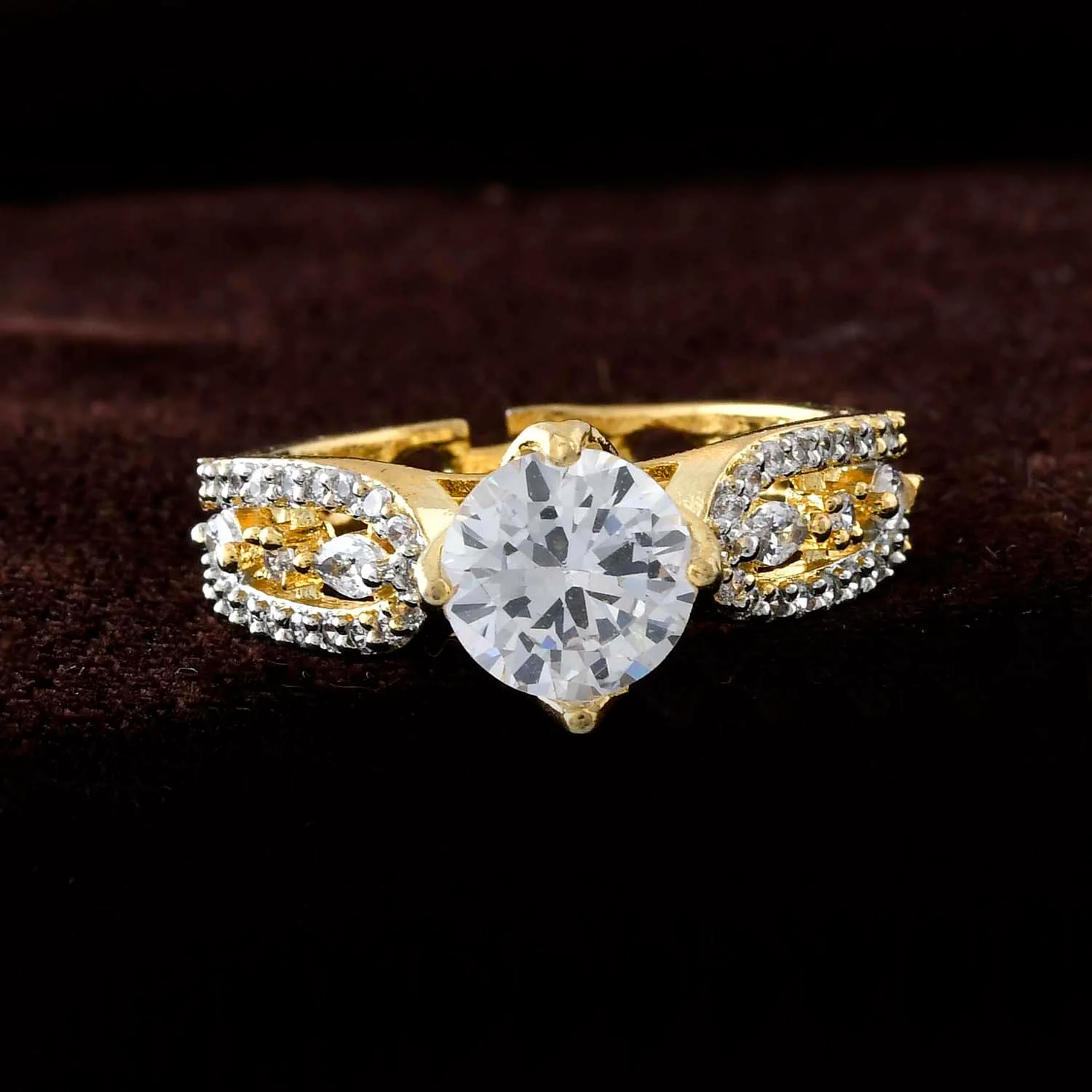 Sparkling Elegance Stellar Solitaire American Diamond Ring