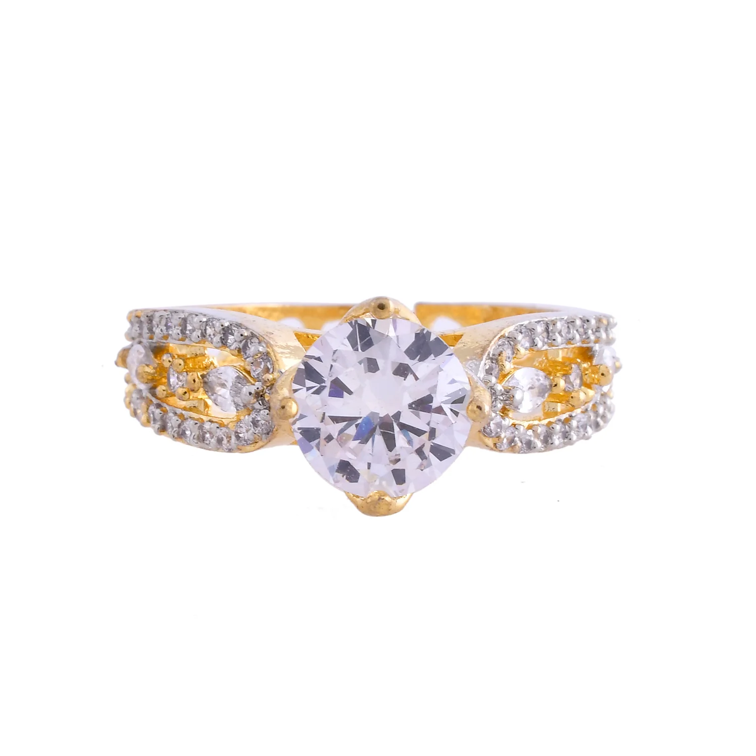 Sparkling Elegance Stellar Solitaire American Diamond Ring - Image 3