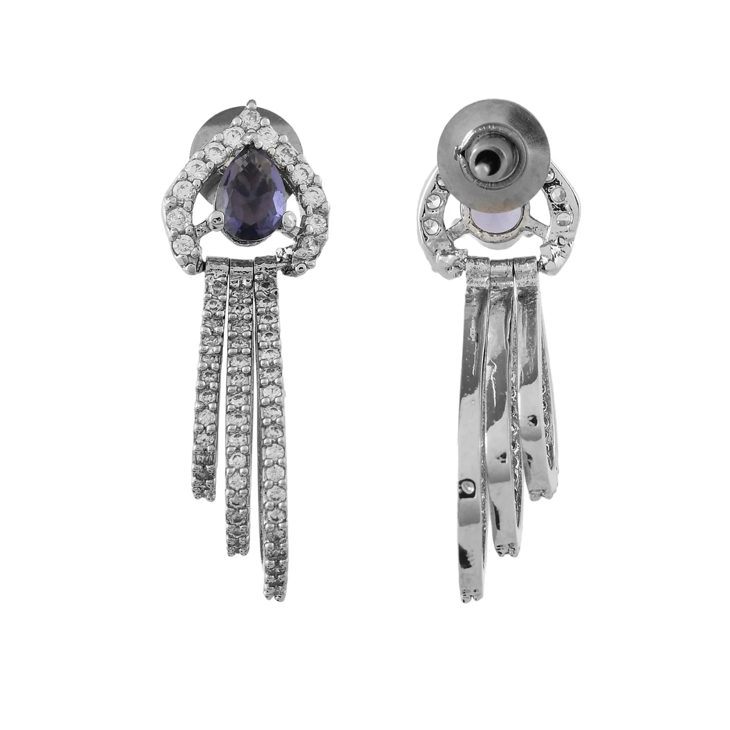 Sparkling Elegance Stunning American Diamond Brass Drop Earrings - Image 5