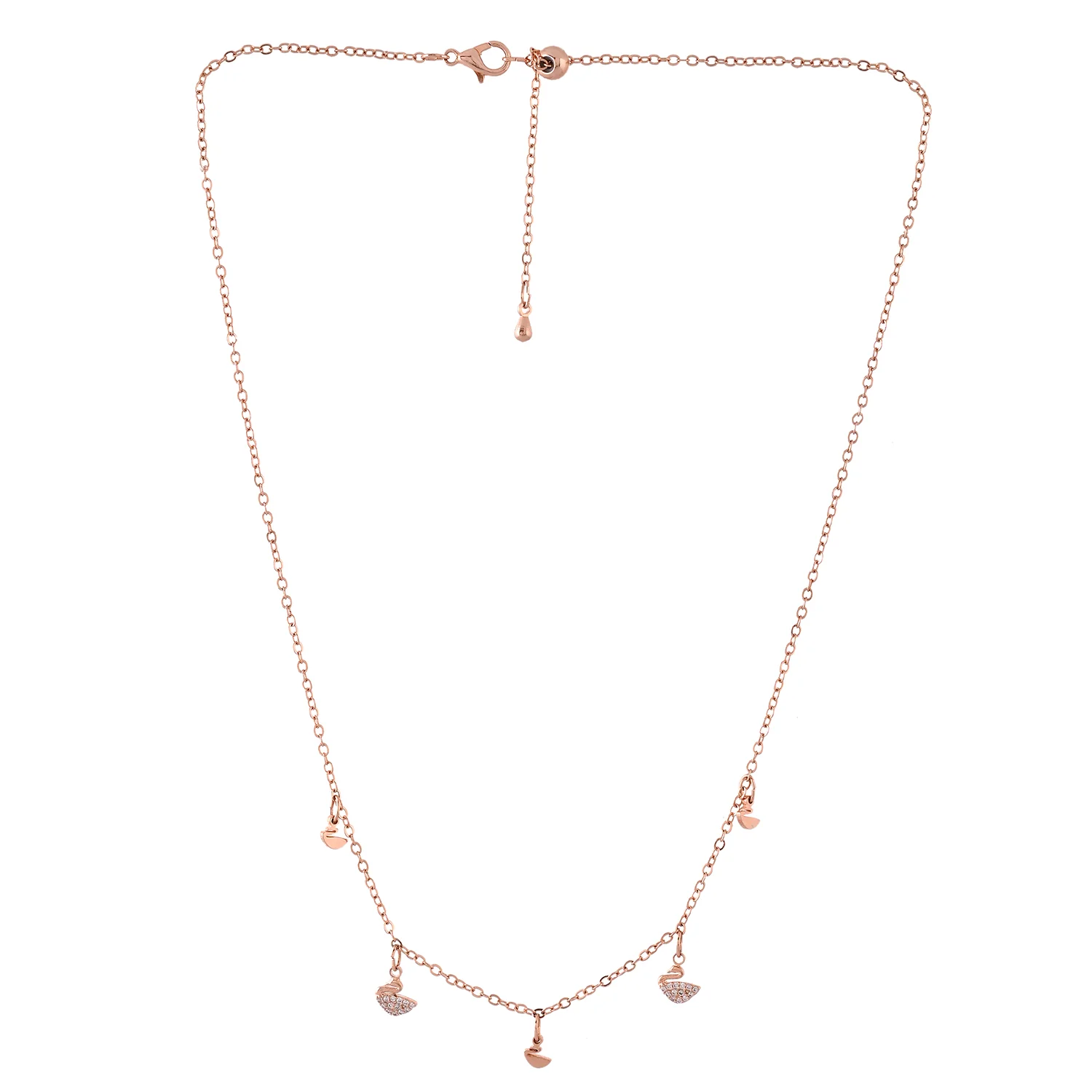 Sparkling Elegance Swan Dreams Charm Rose Gold Necklace - Image 4
