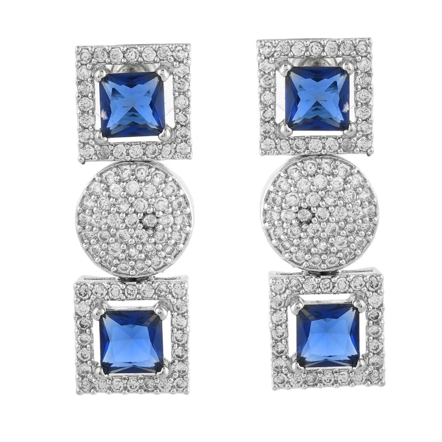 Sparkling Elegance Symphony Blue American Diamond Necklace Set - Image 6