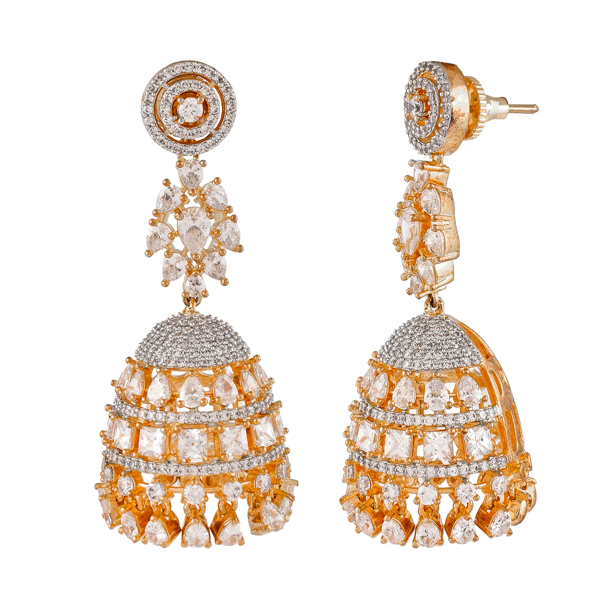 Sparkling Elegance Teardrop and Round Cut CZ Earrings - Image 4