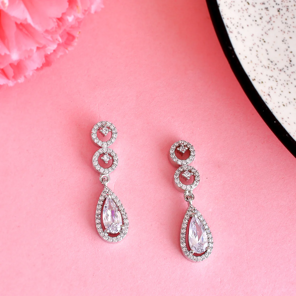 Sparkling Elegance Teardrop Cut Cubic Zirconia Drop Earrings
