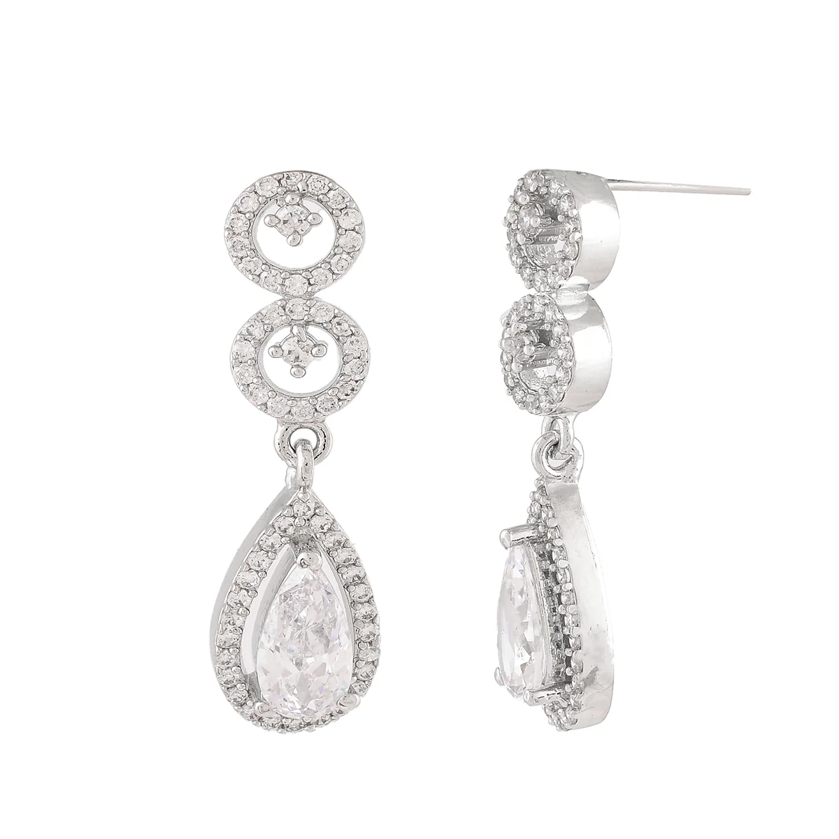 Sparkling Elegance Teardrop Cut Cubic Zirconia Drop Earrings - Image 4