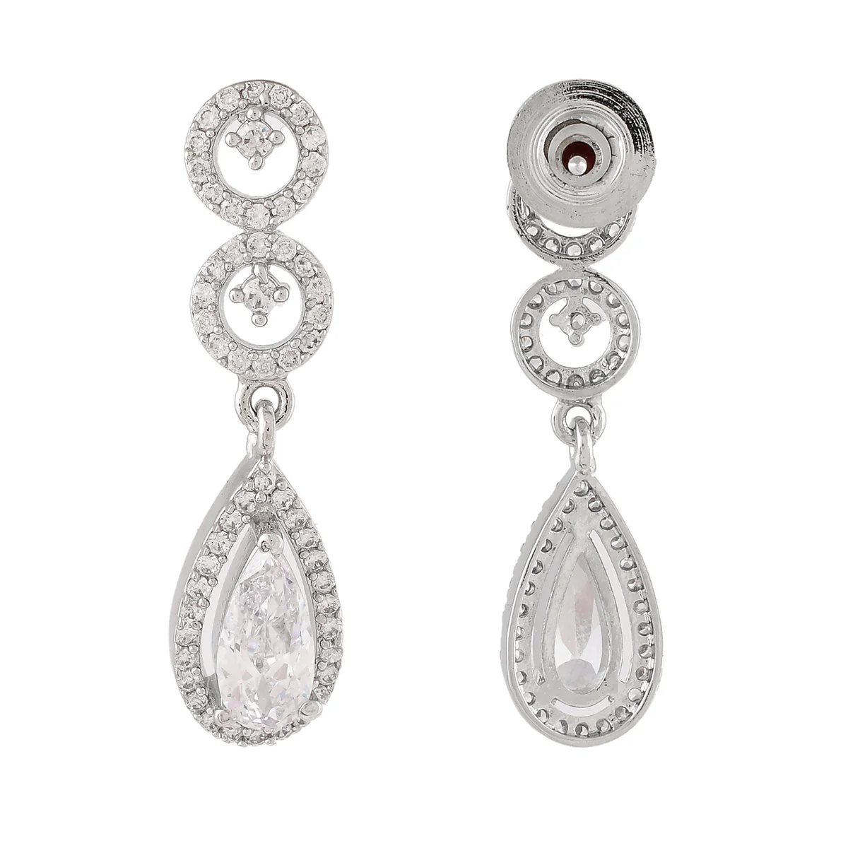 Sparkling Elegance Teardrop Cut Cubic Zirconia Drop Earrings - Image 5