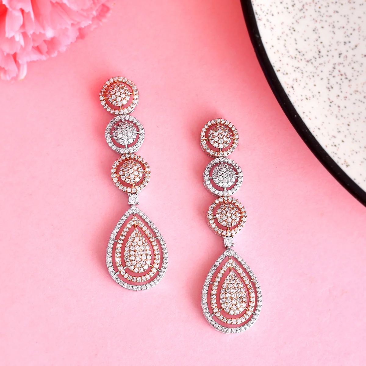 Sparkling Elegance Teardrop Cut CZ Dangler Earrings