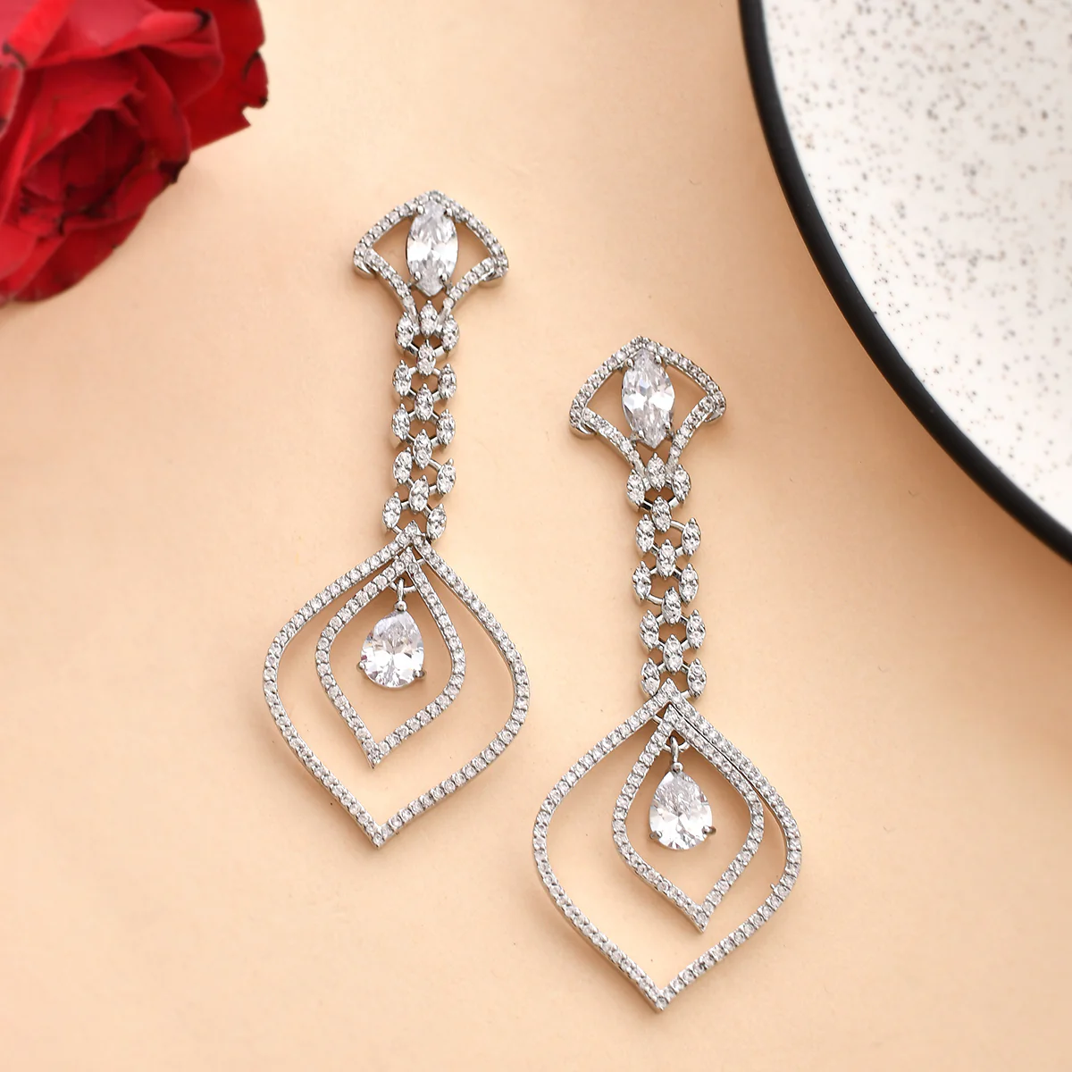 Sparkling Elegance Teardrop Cut CZ Drop Earrings