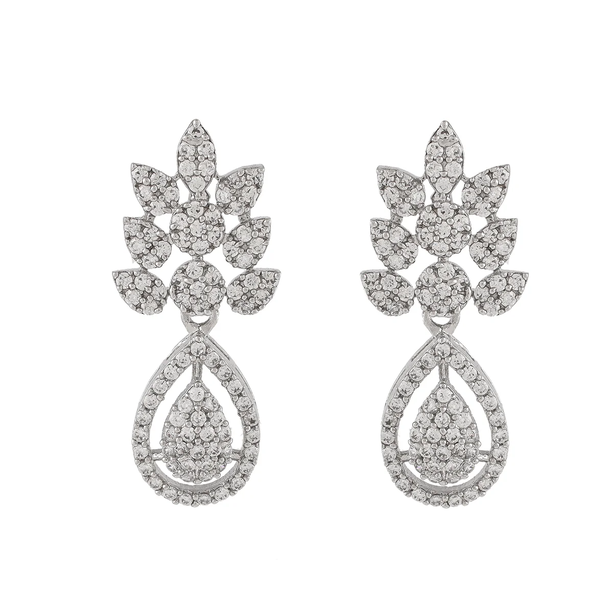 Sparkling Elegance Teardrop Cut White CZ Earrings - Image 3