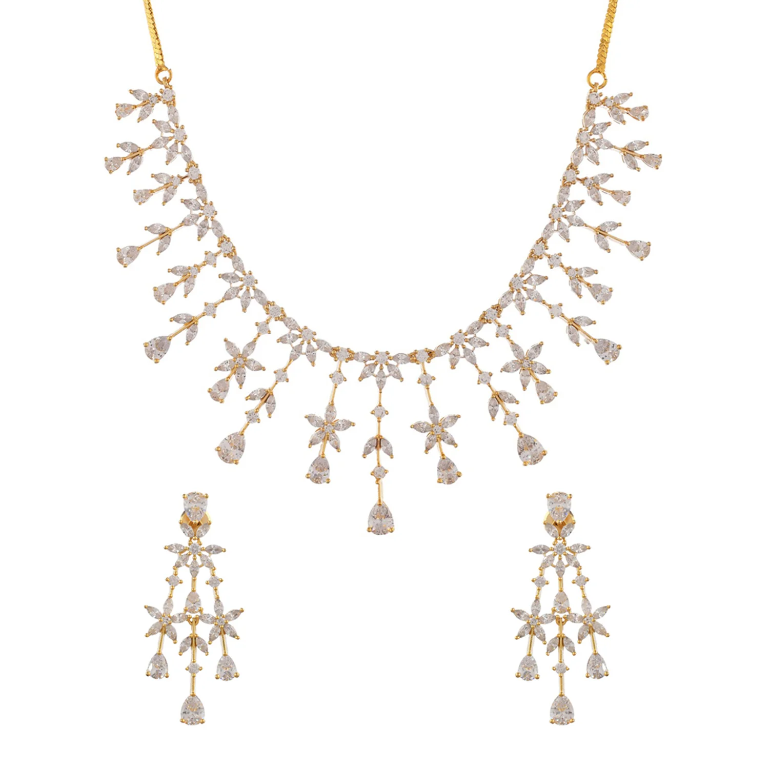 Sparkling Elegance Teardrop Cut White Cz Jewellery Set - Image 3