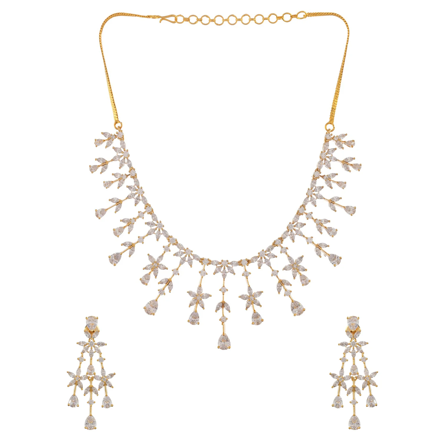 Sparkling Elegance Teardrop Cut White Cz Jewellery Set - Image 4