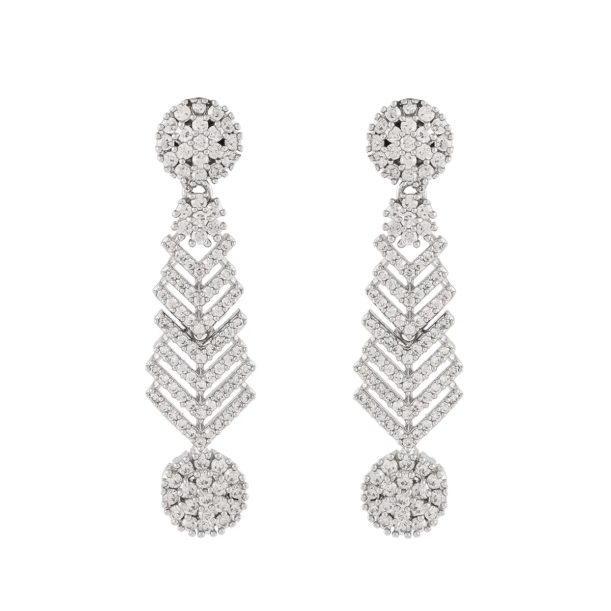 Sparkling Elegance Teardrop Cut Zirconia Dangler Earrings - Image 3