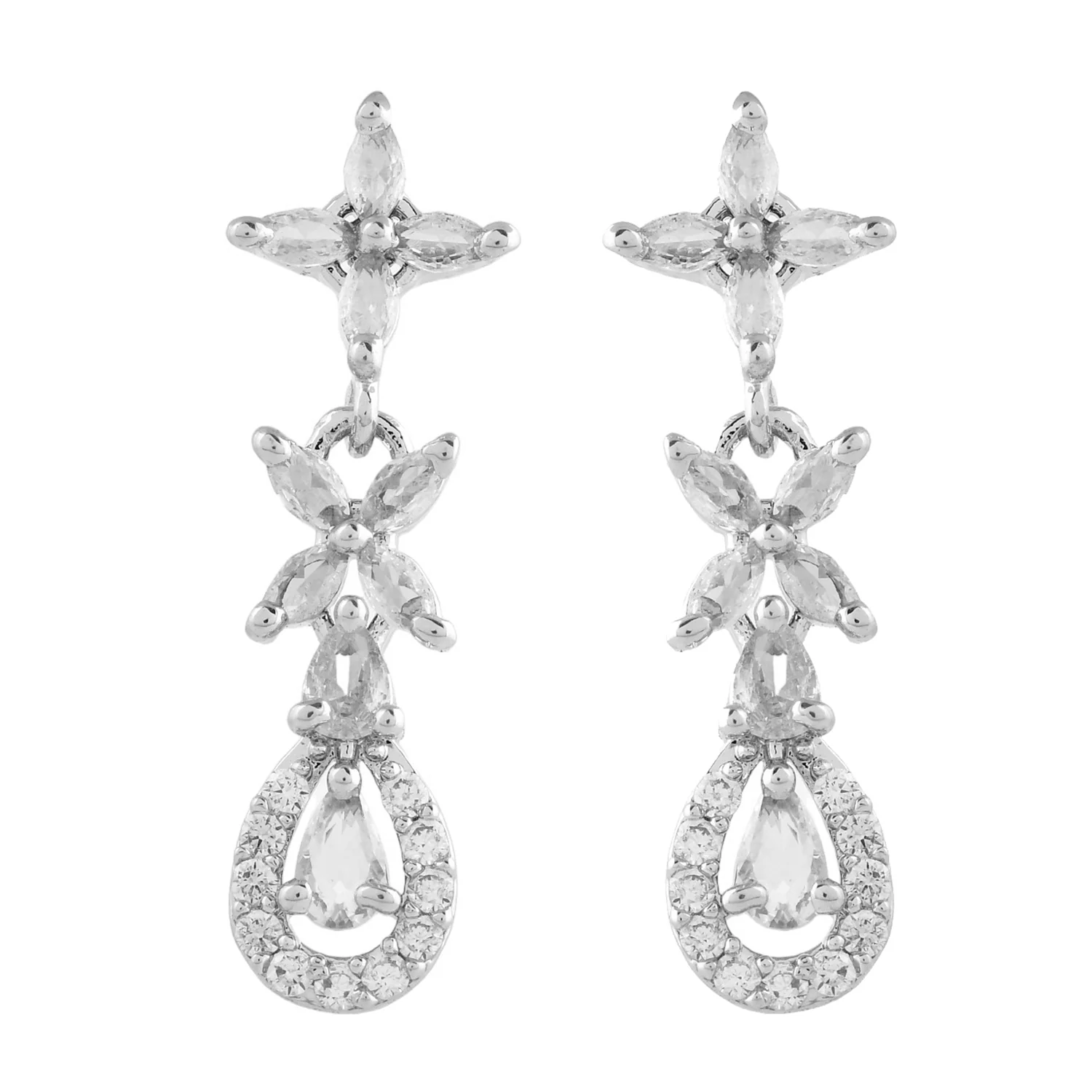 Sparkling Elegance Teardrop Glamour American Diamond Necklace Set - Image 6