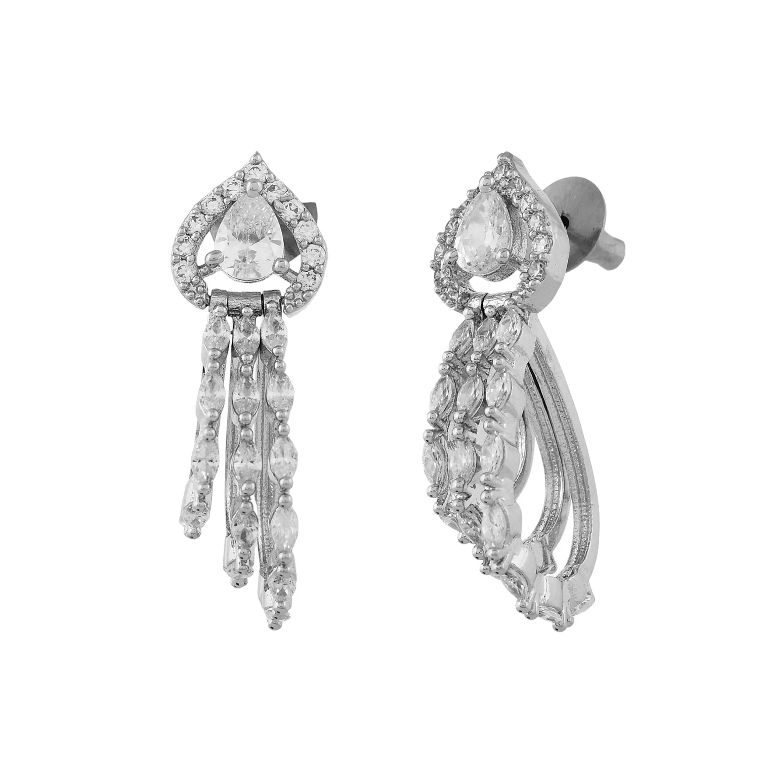 Sparkling Elegance Teardrop Silver American Diamonds Earrings - Image 3