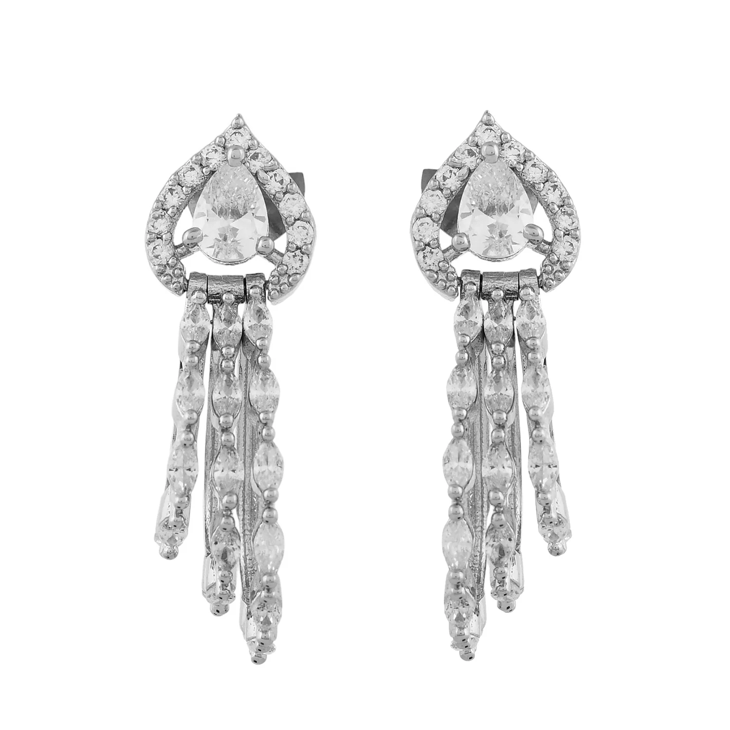 Sparkling Elegance Teardrop Silver American Diamonds Earrings - Image 4